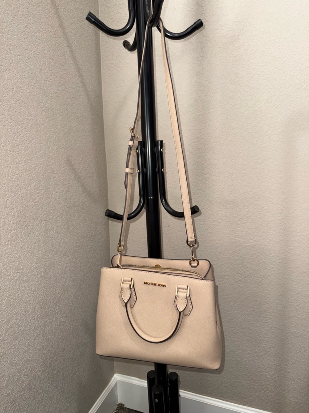Michael Kors Saffiano Small Leather Satchel in Light Beige - Picture 3 of 14